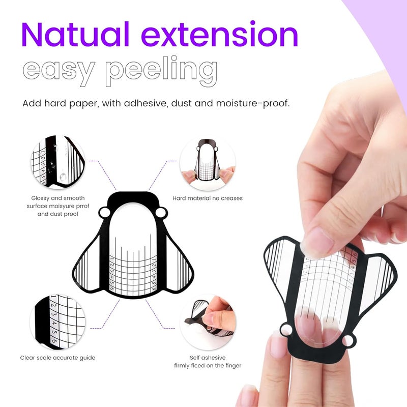 SULLMARNail Forms for Gel Builder Self Adhesive NailExtension Stickers for Poly nail Gel and Acrylic with Tip Sculpting NailForms Nail Art for Home & Salon (Black 200) - Image 4